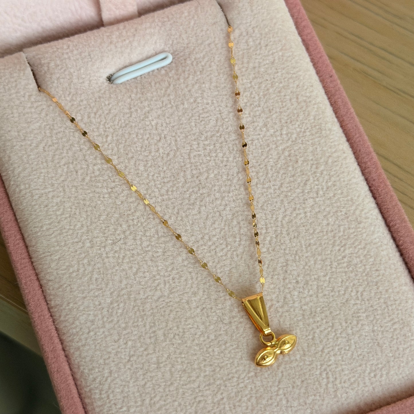 CADENA MINI CRISPETA 50CM + DIJE OJOS DE SANTA LUCIA 1.0CM ORO AMARILLO 18K