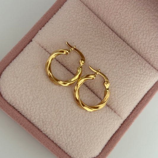 CANDONGAS TRENZADAS LISAS 1,0CM ORO AMARILLO COL 18K - 1,11GR (NG)