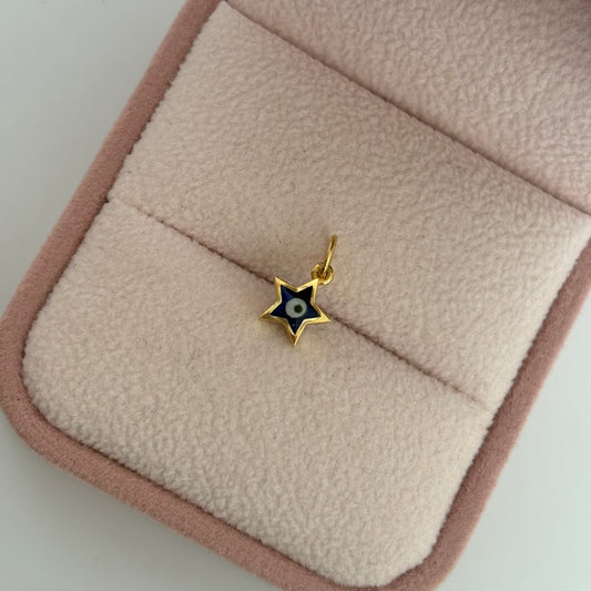 DIJE OJO TURCO PROTECCION EN ESTRELLA 1.2CM ORO AMARILLO ITALY ESP 18K - 0,49GR (IM)