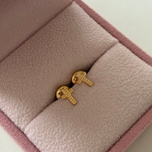 TOPOS CRUZ BORDADA  6MM ORO AMARILLO 18K - 0,46GR