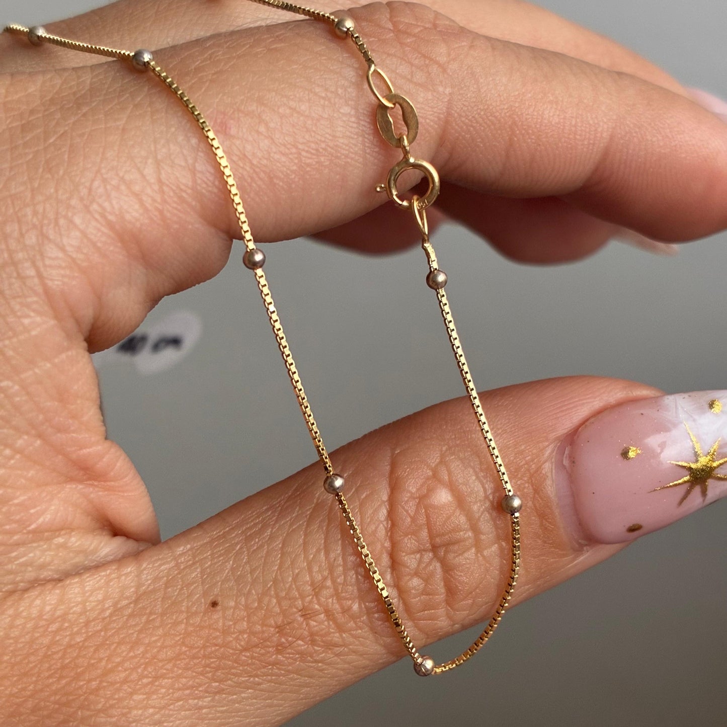 CADENA HILO DE ORO VENECIANA-MILITAR 0.8MM ORO AMARILLO - BLANCO ITALY 18K 40CM - 1,89GR