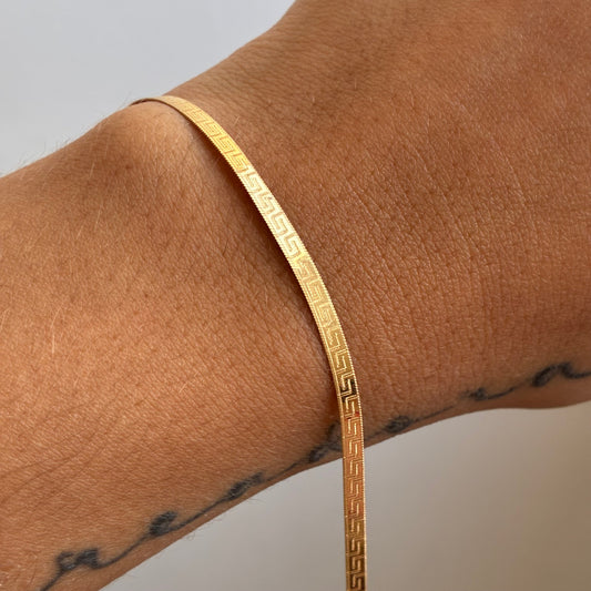 PULSERA EGIPCIA ESTILO MEDUSA 2.5MM ORO AMARILLO ITALY 18K 19CM - 2,9GR