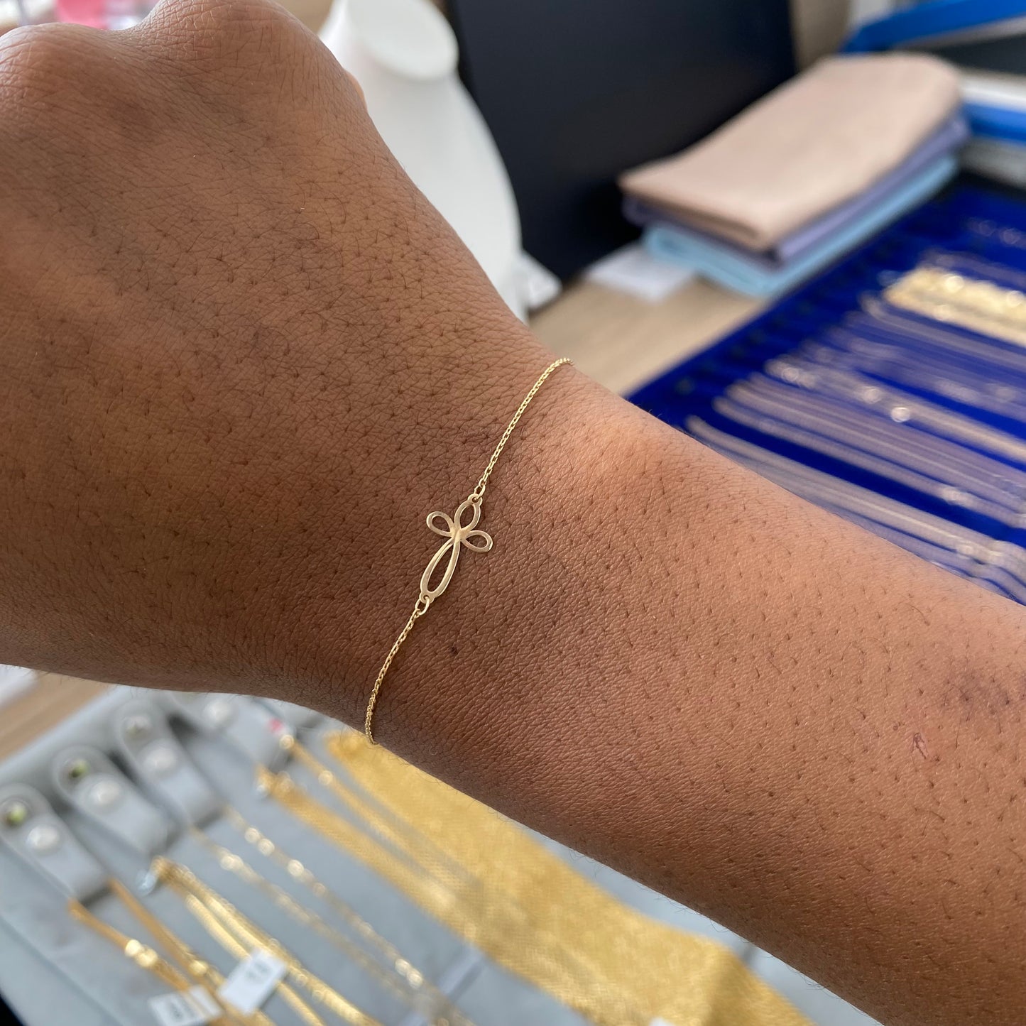 PULSERA CON CRUZ 0,5MM ORO ITALY ESP 18K 17CM A 19CM - 0,93GR (IK)