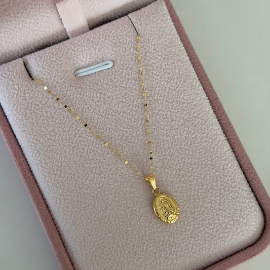 CADENA MINI CRISPETA 0.9MM 45CM + DIJE VIRGEN DE GUADALUPE ORO AMARILLO 18K 0,78GR (NA)