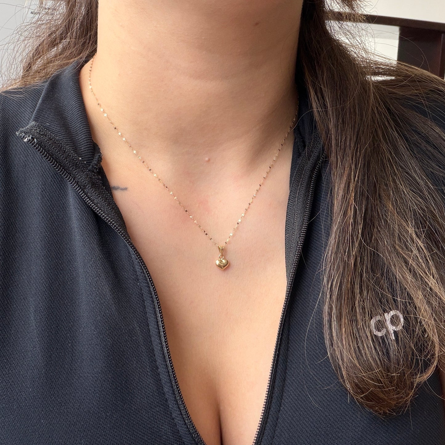 CADENA MINI CRISPETA 0.9MM 45CM + CORAZON LISO ORO AMARILLO 18K 0,6GR (ND)