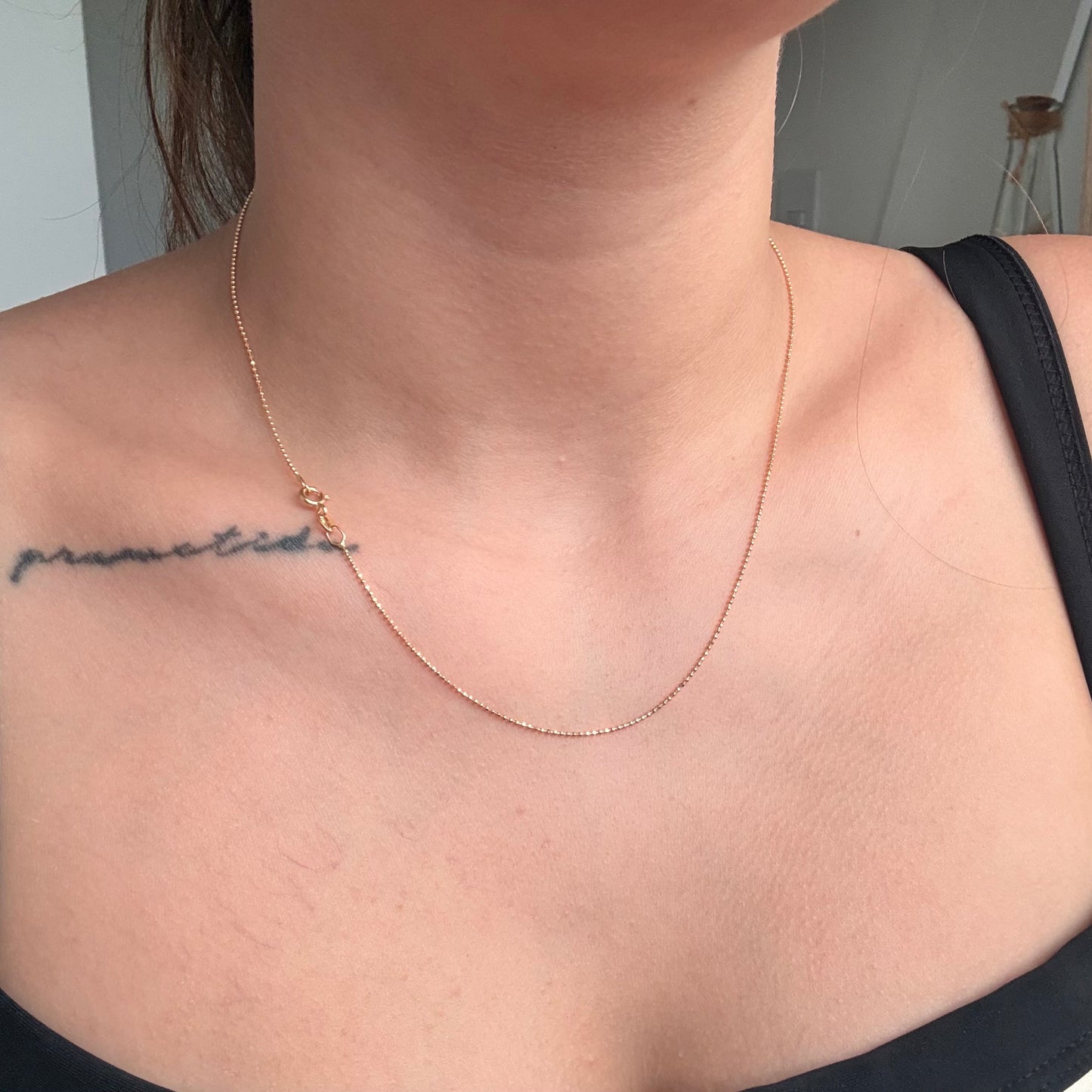 CADENA MINI MILITAR DIAMANTADA ORO AMARILLO ITALY 18K 45CM - 2,02GR