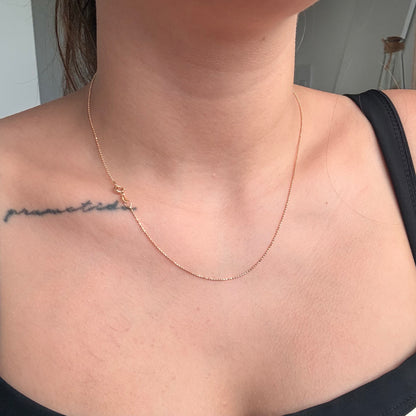 CADENA MINI MILITAR DIAMANTADA ORO AMARILLO ITALY 18K 45CM - 2,02GR