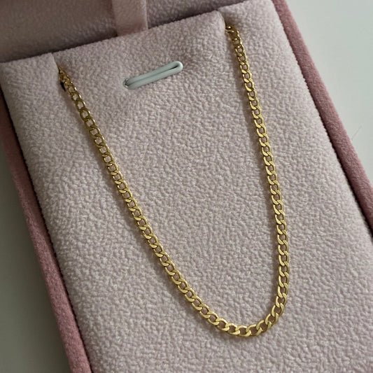 CADENA CUBANA MARTILLADA 2.7MM ORO AMARILLO ITALY 18K 45CM - 2,38GR