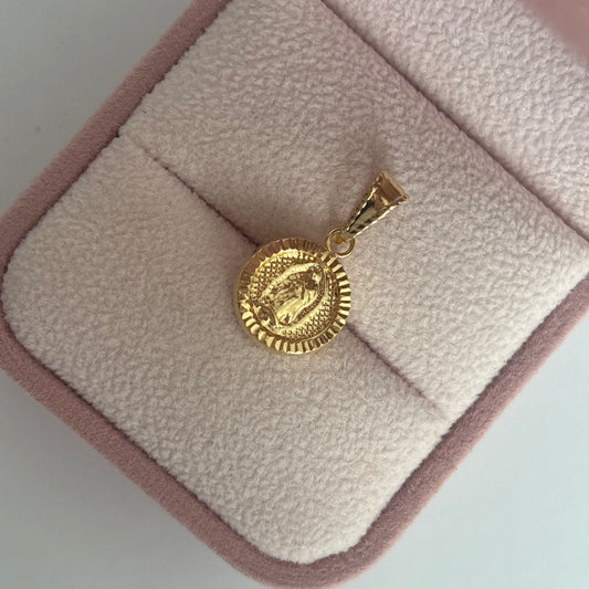 DIJE VIRGEN DE GUADALUPE DIAMANTADO REDONDO  2CM ORO AMARILLO COL 18K - 0,76GR (NG)