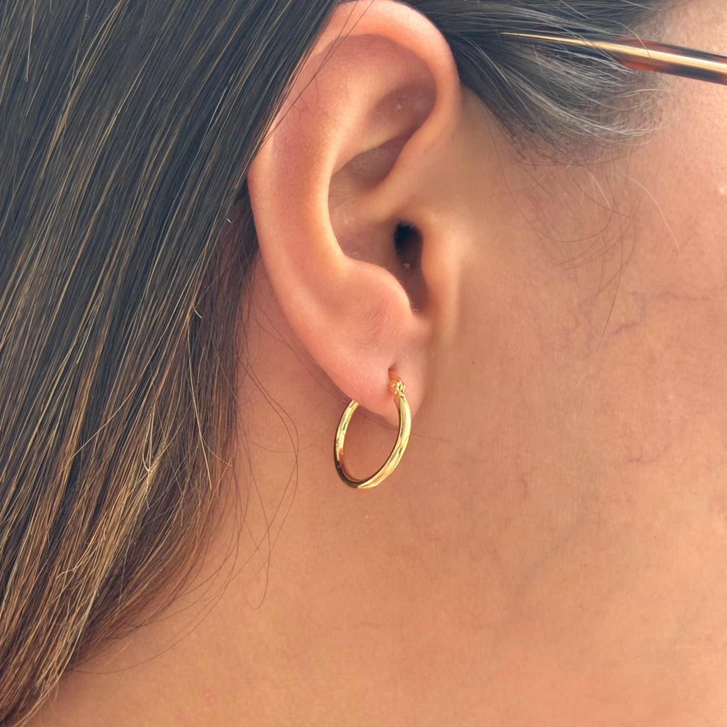 CANDONGAS LISA TUBULAR 1,3CM ORO AMARILLO 18K - 1,32GR *PP*