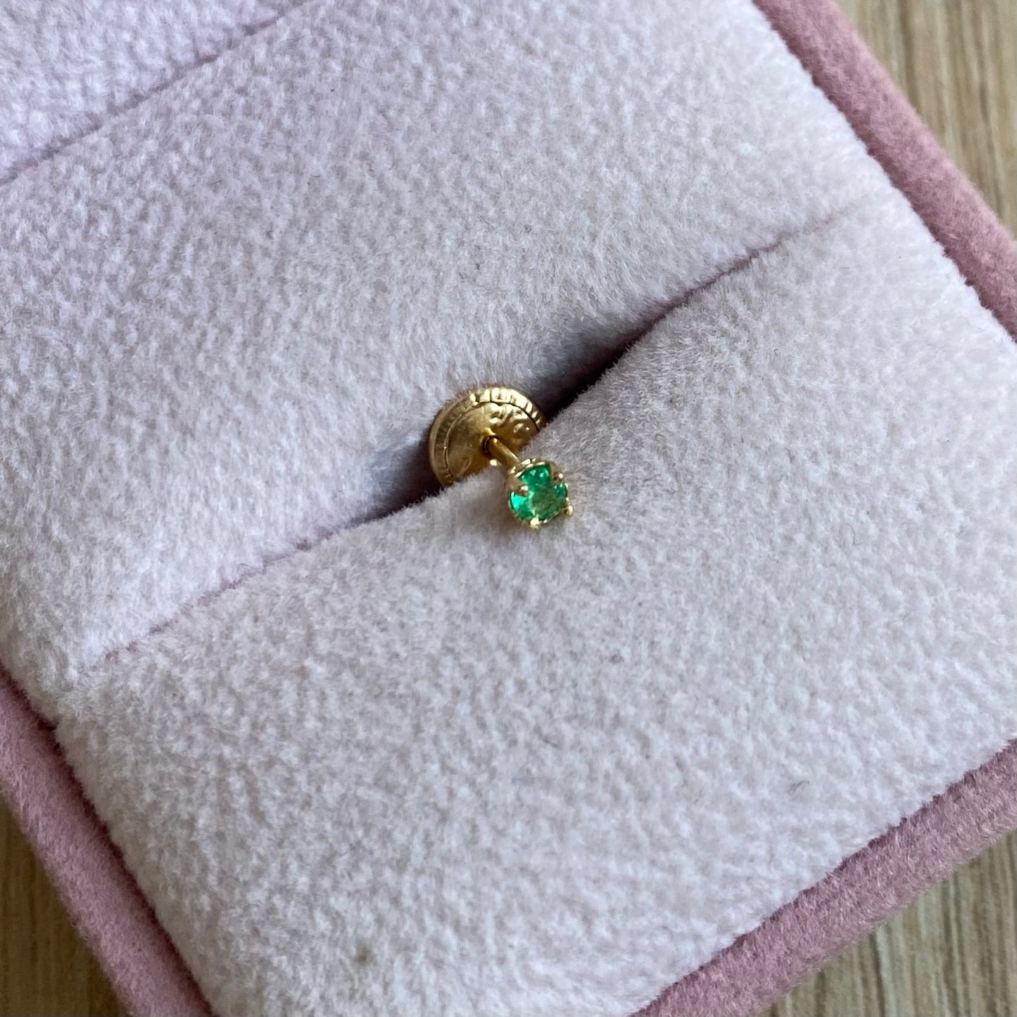 TOPO + ESMERALDA NATURAL 2.6MM ORO AMARILLO COL 18K *PIERCING*