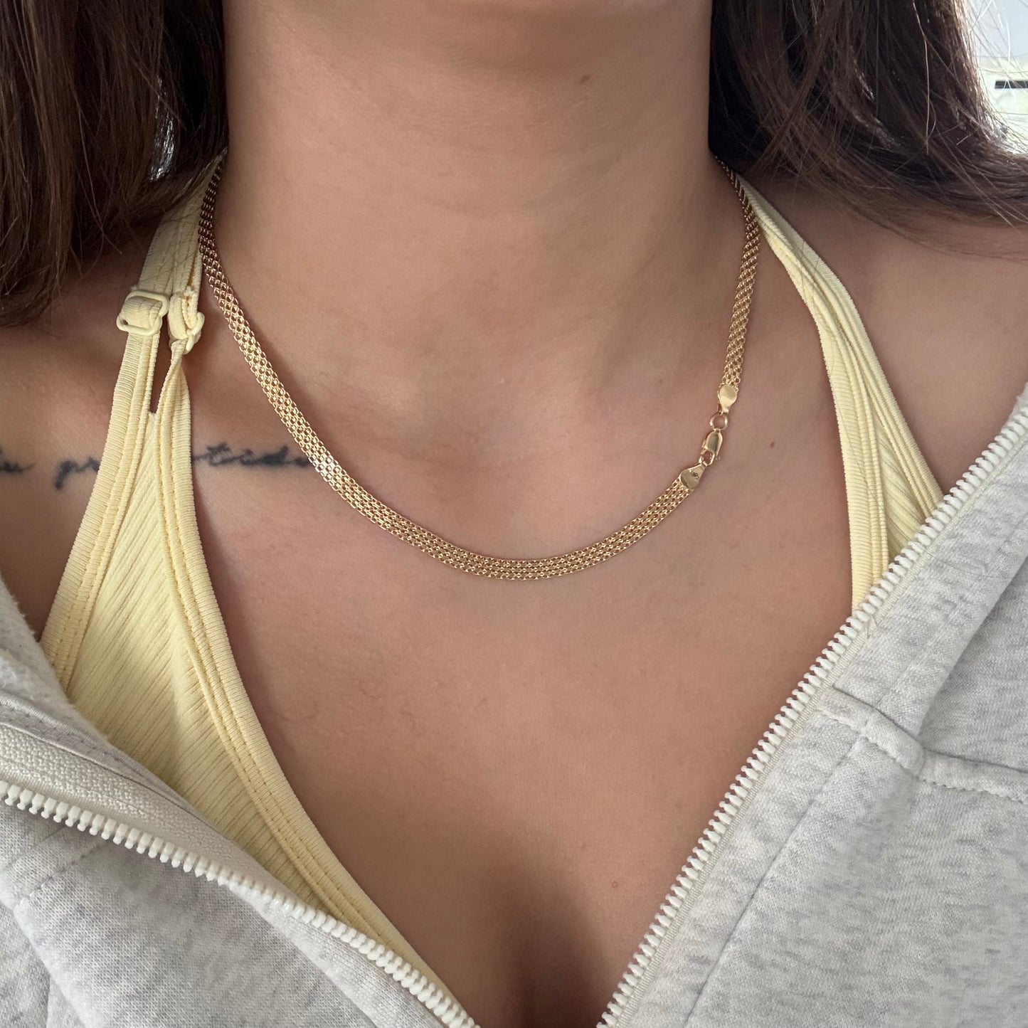 CADENA CHINA DOS CARRILES 4.5MM ORO AMARILLO ITALY 18K 45CM - 5,94GR