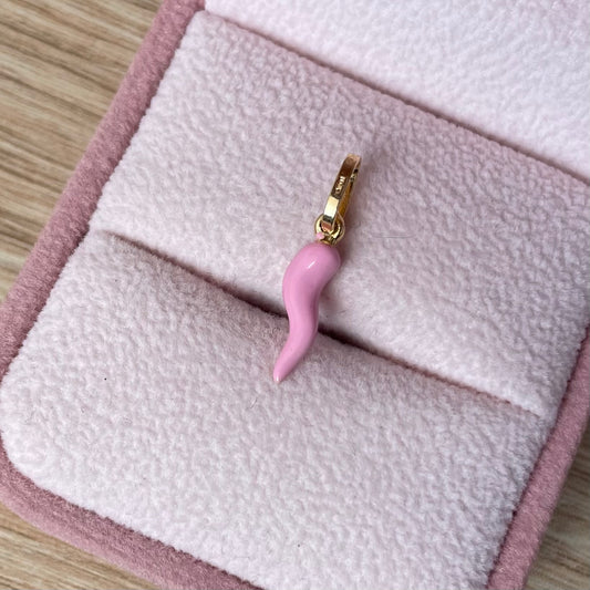 DIJE CACHITO  DE LA ABUNDANCIA COLOR ROSADO 2CM ORO AMARILLO ITALY ESP 18K - 0,44GR (NG)