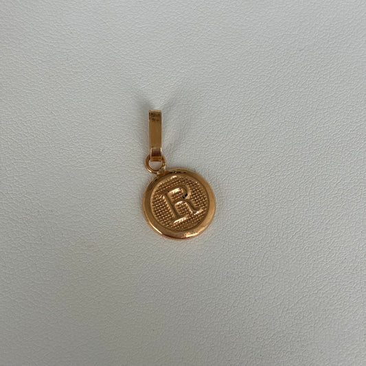 DIJE LETRA R REDONDO DIAMANTADO 2,0CM ORO AMARILLO 18K - 0,73GR *PP*