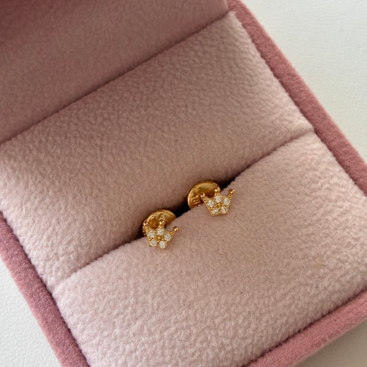 TOPOS CORONA PIEDRAS BLANCAS 5MM ORO AMARILLO 18K - 0,56GR