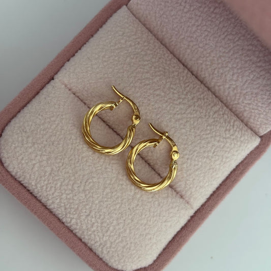 CANDONGAS TRENZADAS RAYADAS 0.8CM ORO AMARILLO COL 18K  - 1,01GR (NG)
