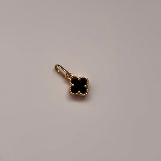 DIJE TREBOL PIEDRA NEGRO 0.8CM ORO AMARILLO 18K - 0,6GR