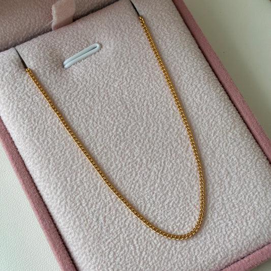 CADENA MINI CUBANA 1.35MM ORO AMARILLO ITALY 18K - 55CM 2,07GR *PP*