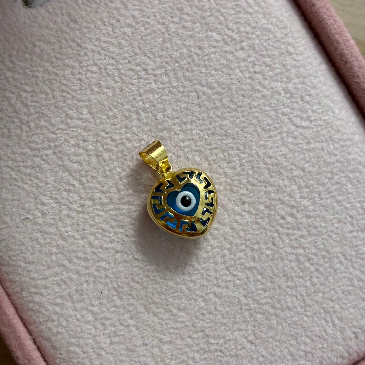 DIJE OJO TURCO PROTECCION EN CORAZON 1.8CM ORO AMARILLO ITALY ESP 18K - 1,15GR (IM)