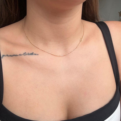 CADENA MINI MILITAR DIAMANTADA 1MM ORO AMARILLO ITALY 18K 40CM - 1,67GR