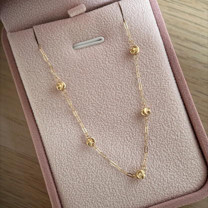 CADENA MINI CLIP + 5 BOLAS DIAMANTADAS ORO AMARILLO ITALY ESP 18K 45CM - 1,17GR (IM)