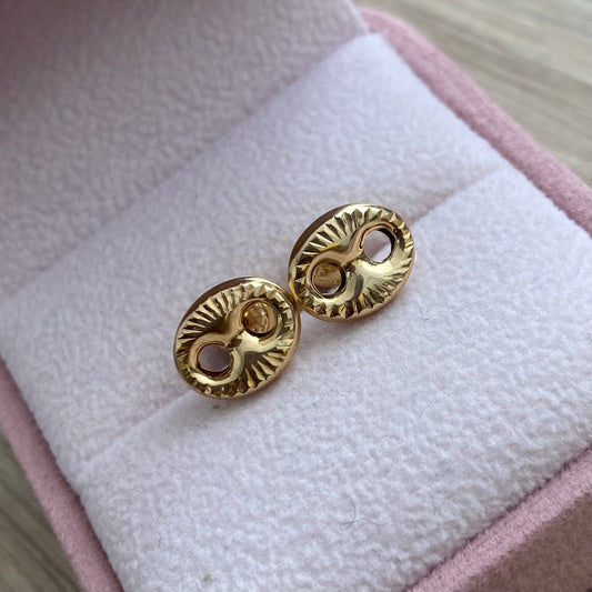 TOPOS GRANO DE CAFE DIAMANTADOS 10.3MM ORO AMARILLO COL 18K - 1GR (NG)