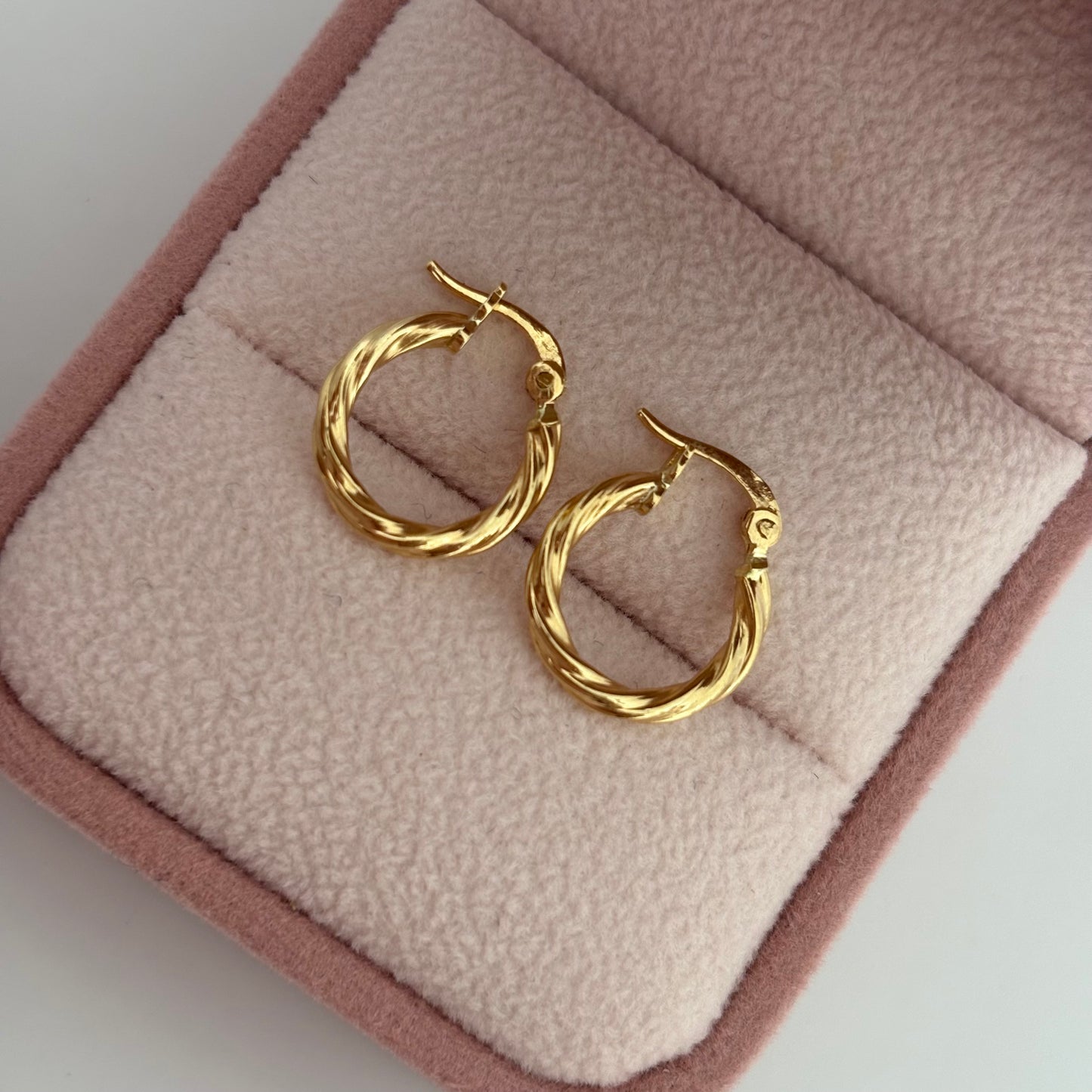 CANDONGAS TRENZADAS LISAS 1.4CM ORO AMARILLO COL 18K - 0,96GR (N)