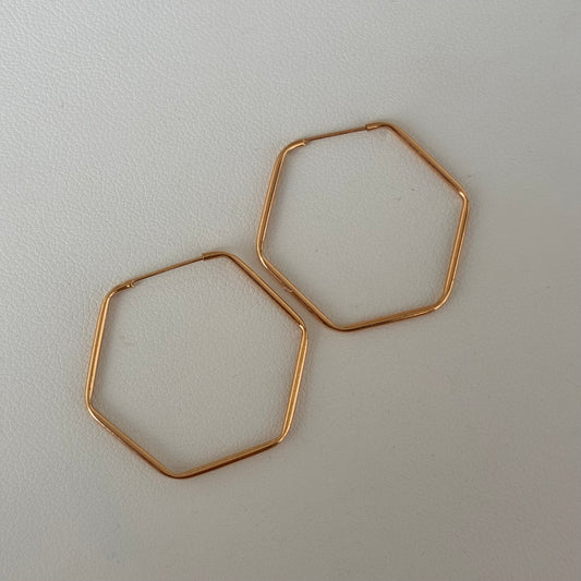 CANDONGAS HEXAGONALES 2,5CM ORO AMARILLO ITALY 18K - 0,89GR *PP*