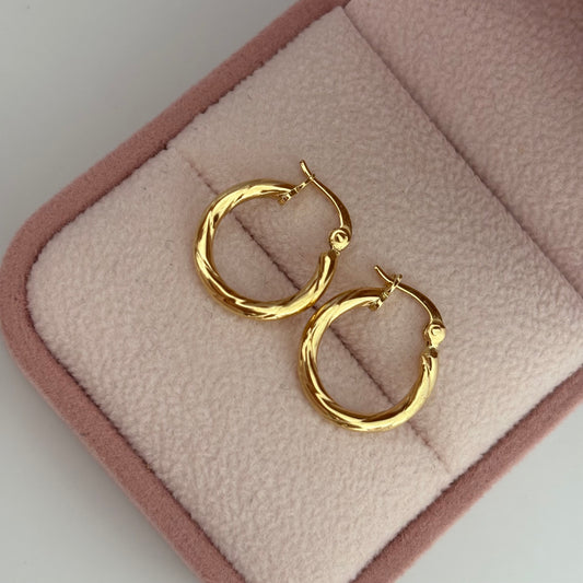 CANDONGAS TRENZADAS LISAS 1.5CM ORO AMARILLO COL 18K - 1,20GR (N)