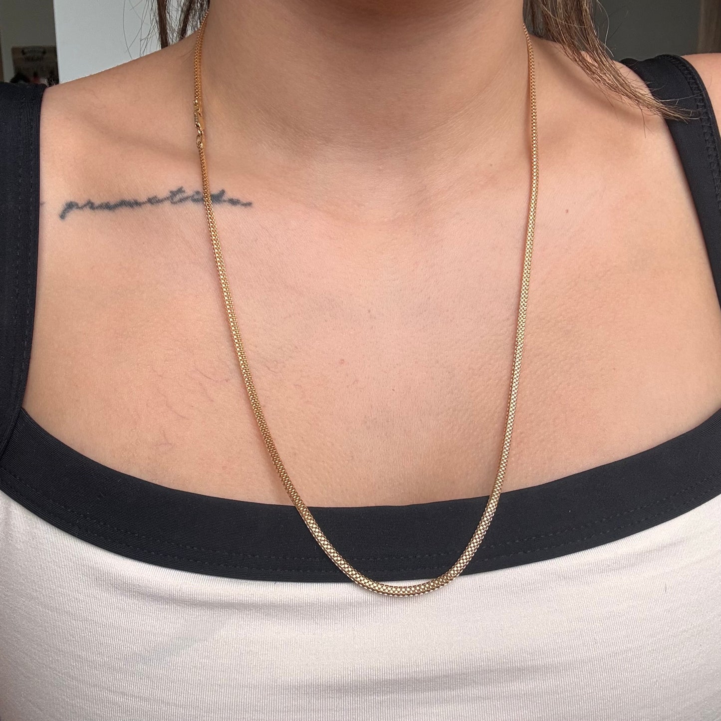 CADENA COREANA ESTILO PLANA 2.5MM ORO AMARILLO ITALY 18K 60CM - 10,28GR