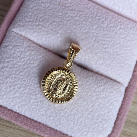 DIJE VIRGEN DE GUADALUPE DIAMANTADO REDONDO  2CM ORO AMARILLO COL 18K - 0,76GR (NG)