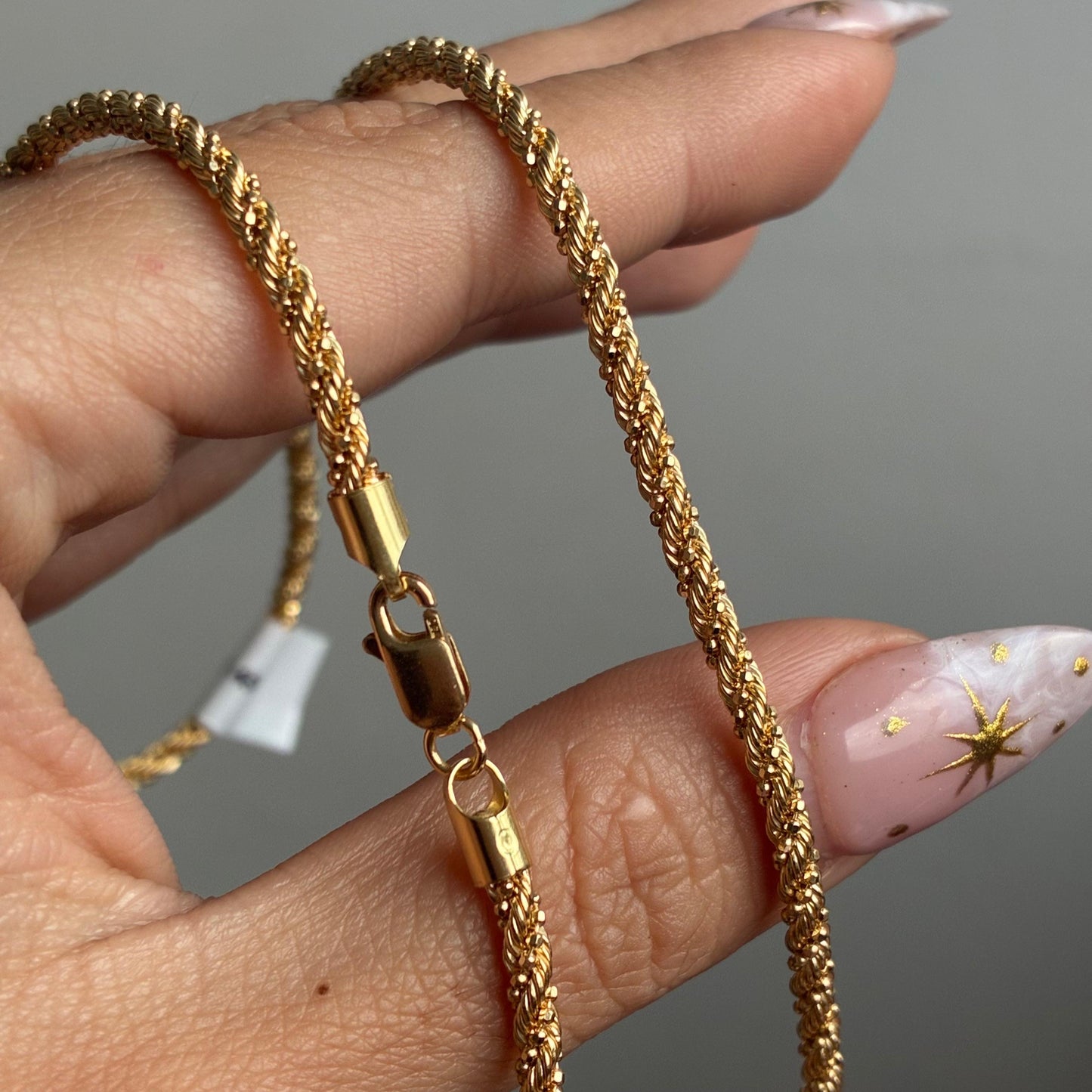 CADENA LAZO-MILITAR DIAMANTADA 2MM ORO AMARILLO ITALY 18K 45CM - 9,39GR