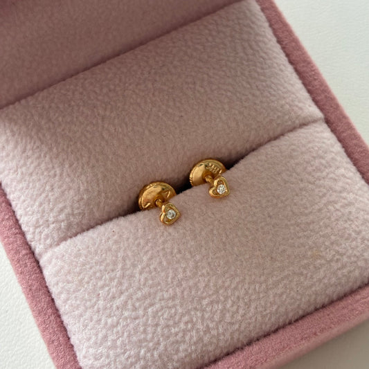 TOPOS CORAZON PIEDRA BLANCA 3MM ORO AMARILLO 18K - 0,46GR