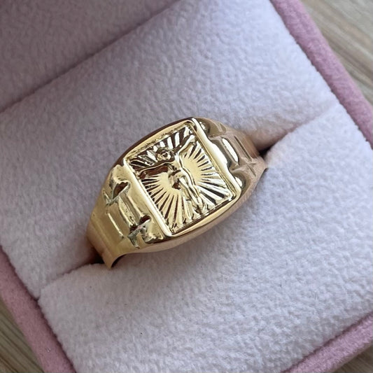 ANILLO TIPO RELOJ CON CRISTO ORO AMARILLO COL 18K TALLA 13 - 2,90GR (N)