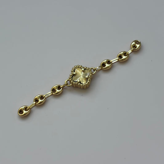 DIJE PARA PULSERA TREBOL DIAMANTADO + GRANO DE CAFÉ 4.3CM ORO AMARILLO 18K - 1,29GR