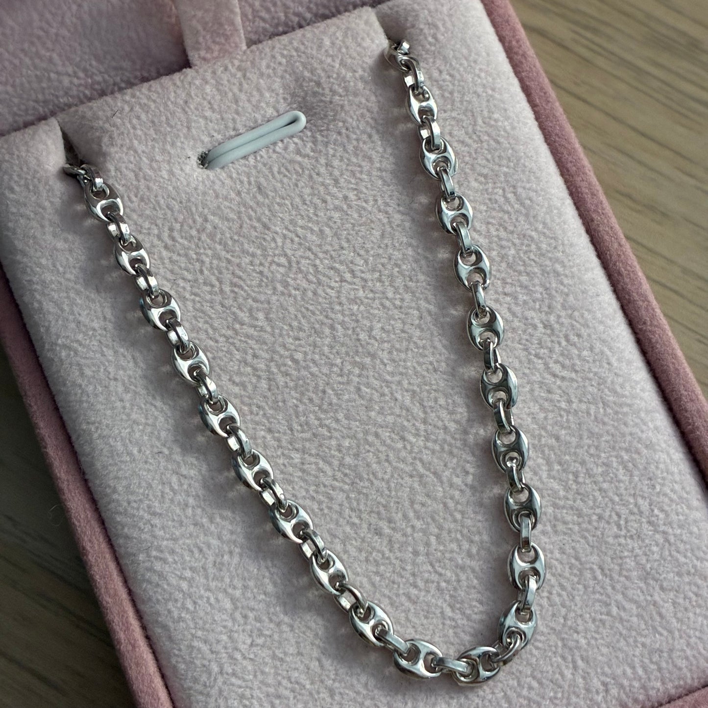 CADENA GRANO DE CAFÉ 4.3MM PLATA 925 ITALIANA 60CM - 17,55GR