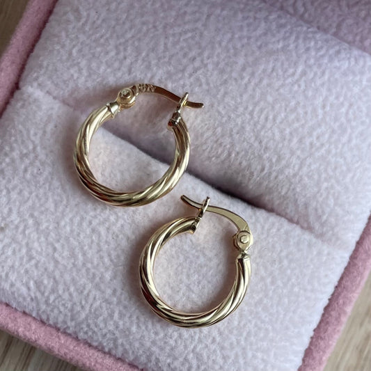 CANDONGAS TRENZADAS LISAS 1.4CM ORO AMARILLO COL 18K - 0,96GR (N)