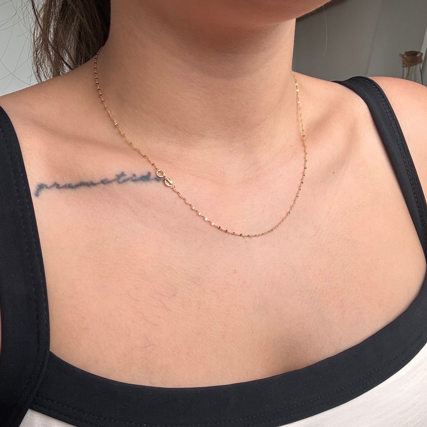 CADENA CRISPETA LISA ORO AMARILLO ITALY 18K 45CM - 0,95GR