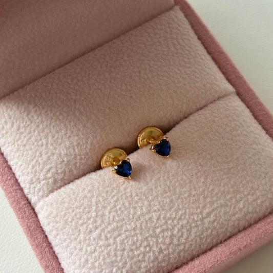 TOPOS CORAZON PIEDRA AZUL 4MM ORO AMARILLO 18K - 0,60GR