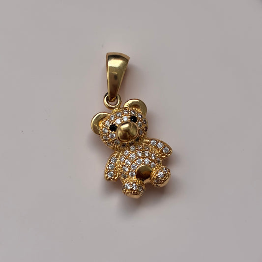 DIJE OSO TEDDY PIEDRAS BLANCAS 2.5CM ORO AMARILLO 18K - 3,43GR