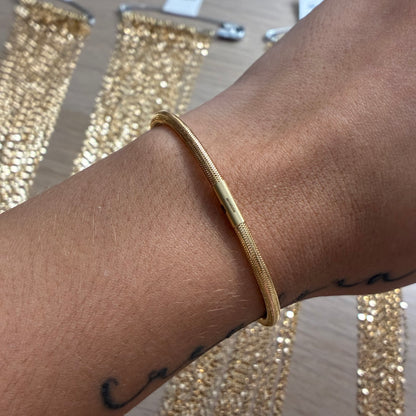 PULSERA ELASTICA TIPO MALLA 3.4MM ORO AMARILLO ITALY ESP 18K 16CM A 19CM - 1,33GR (IM)