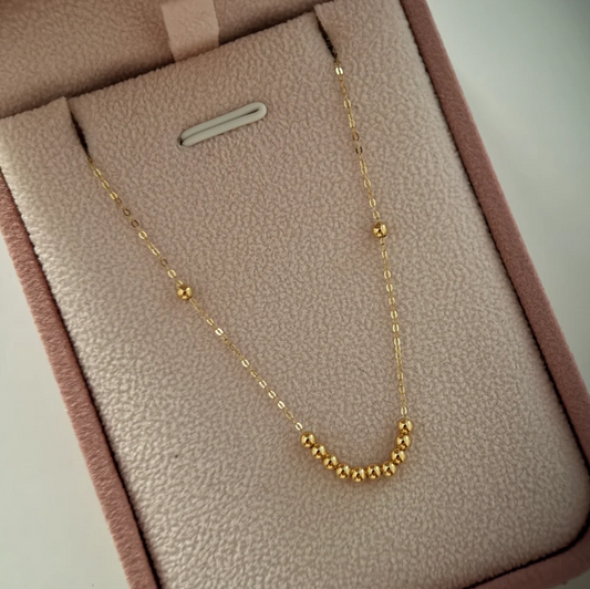 CADENA MINI ROLON + BOLAS LISAS 3MM ORO AMARILLO ITALY ESP 18K 42CM A 45CM - 0,6GR
