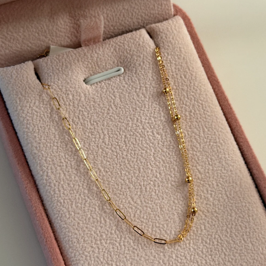 PULSERA MINI CLIP + ROLON ESTELAR ORO AMARILLO ITALY ESP 18K 17CM A 19CM - 0,62GR