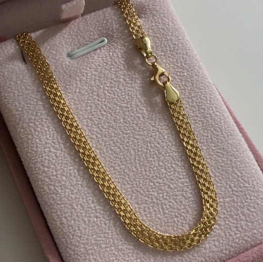 PULSERA CHINA DOBLE CARRIL 4.4MM ORO AMARILLO ITALY 18K 19CM - 2,66GR