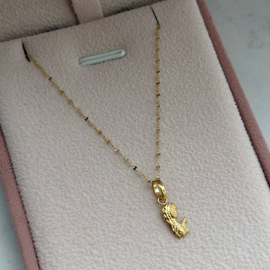 CADENA MINI CRISPETA 0.9MM 45CM + DIJE NIÑA MARIA ORO AMARILLO 18K 0,6GR (NF)