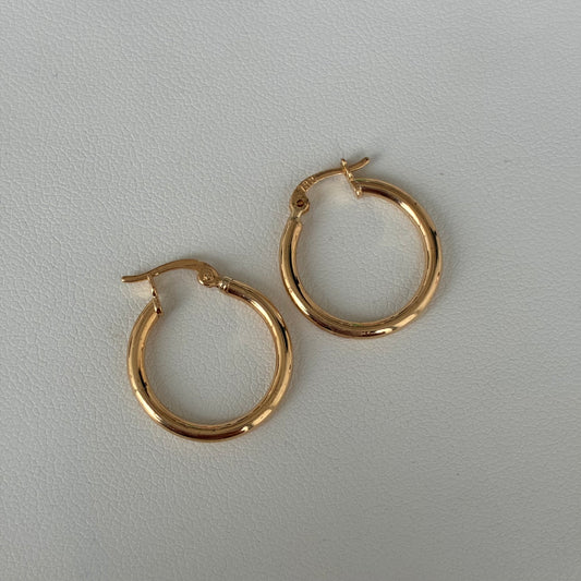 CANDONGAS LISA TUBULAR 1,3CM ORO AMARILLO 18K - 1,32GR *PP*