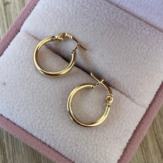 CANDONGAS PLANAS LISAS 1.3CM ORO AMARILLO COL 18K - 1,02GR (N)