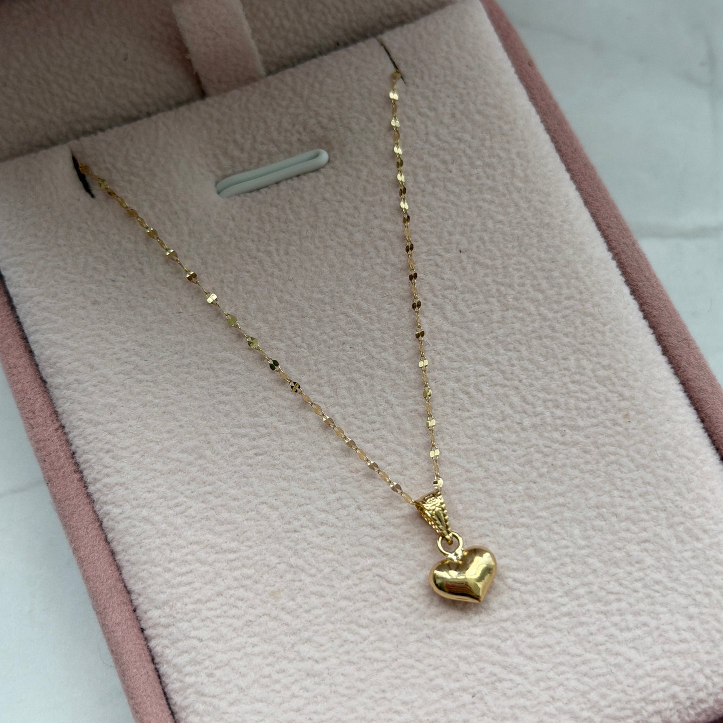 CADENA MINI CRISPETA 0.9MM 45CM + CORAZON LISO ORO AMARILLO 18K 0,6GR (ND)