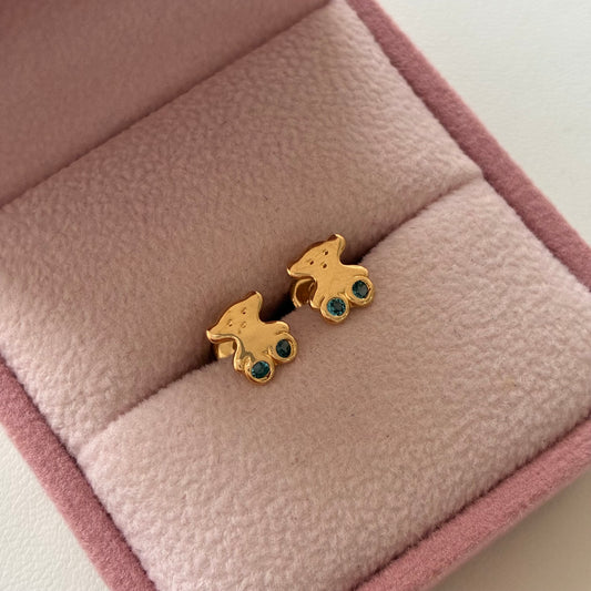 TOPOS OSO PIEDRAS AZULES 7MM ORO AMARILLO 18K - 0,66GR