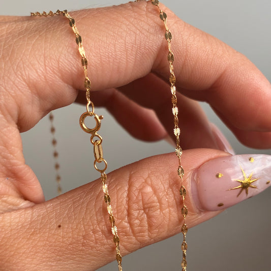 CADENA CRISPETA DIAMANTADA ORO AMARILLO ITALY 18K 50CM - 1,0GR